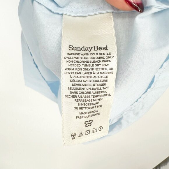 Aritzia Sunday Best Hadley Puff Sleeve Smocked Babydoll Dress Blue Women's M - Picture 7 of 9